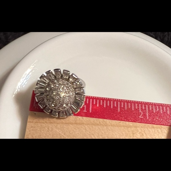 Vintage Joseph Mazer Sterling Clear Crystal Rhinestone Disco Ball Statement Ring - Picture 5 of 7